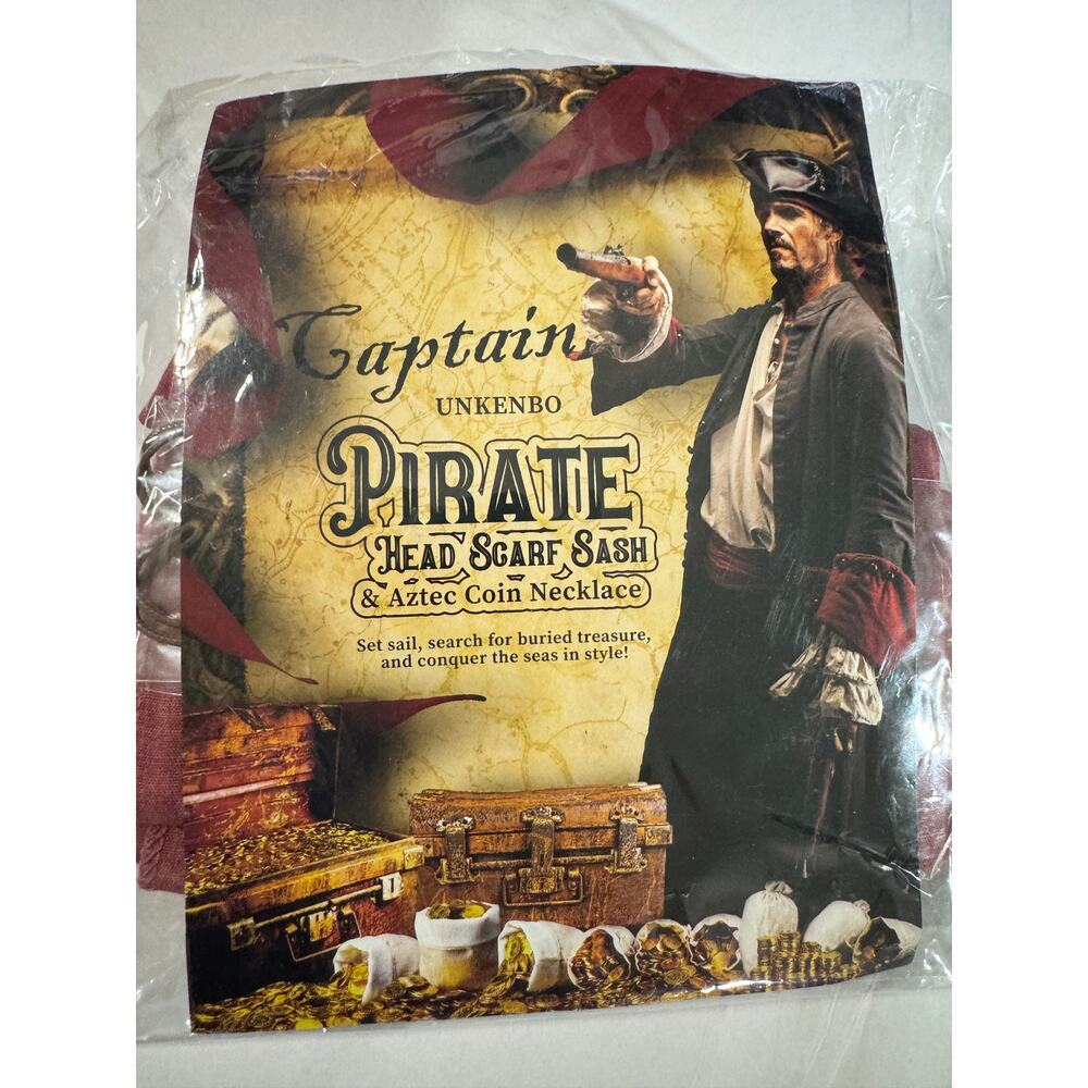NWT Pirate Head Scarf Sash and Coin Necklace Costume Halloween Party Cosplay